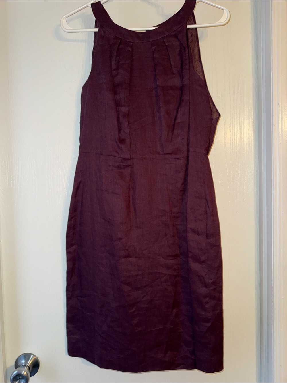 LOFT Plum Sleeveless Midi Linen and Cotton Sheath Dress NWT